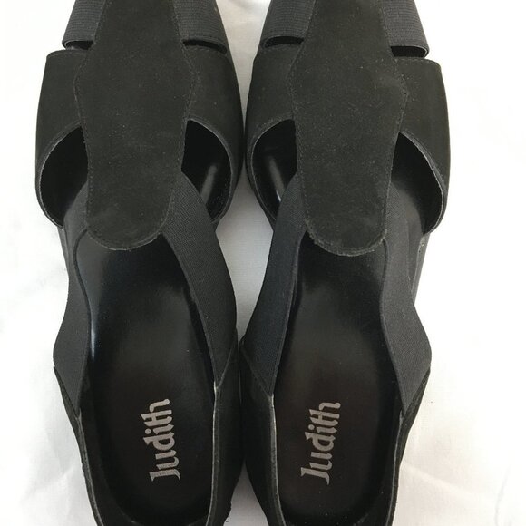 Judith "Rosemary" Black Slip-On Open Toe Flats Size 7.5 EXCELLENT Condition - Picture 7 of 10
